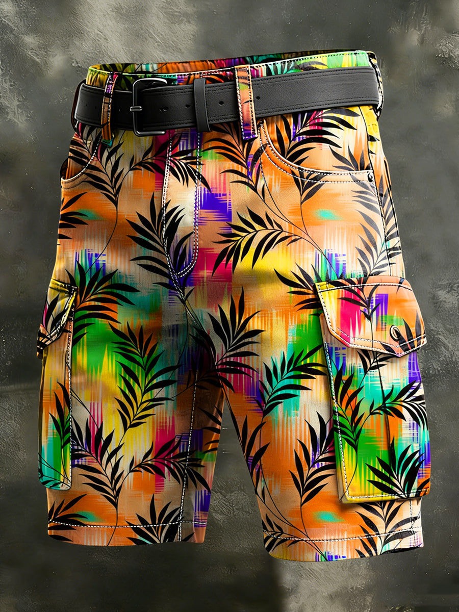 Men's Retro Vacation Business Art Print Casual Shorts