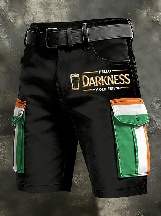 Men's Retro Hello Darkness My Old Friend Print Casual Shorts