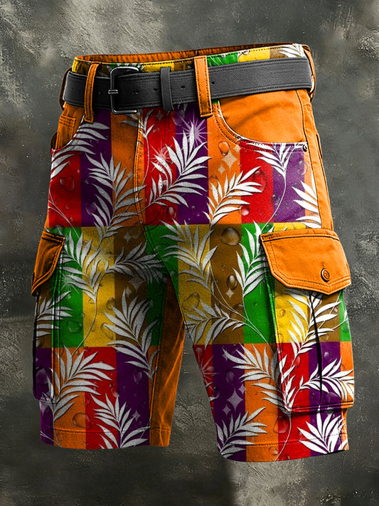 Men's Retro Vacation Business Art Print Casual Shorts