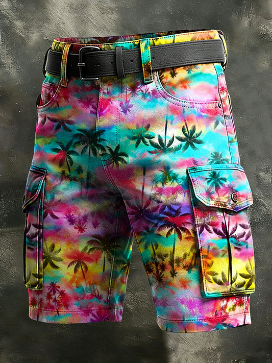 Men's Retro Vacation Business Art Print Casual Shorts