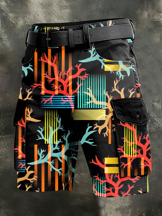 Men's Retro Vacation Business Art Print Casual Shorts