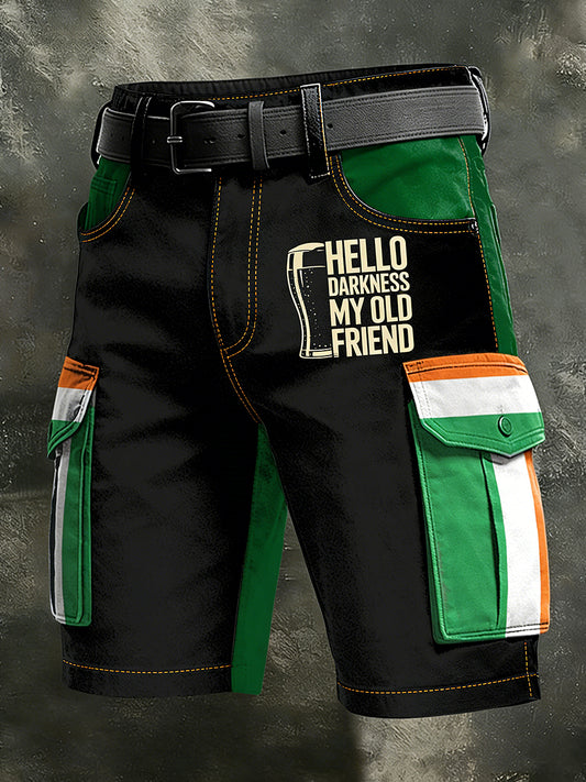 Men's Retro Hello Darkness My Old Friend Art Print Casual Shorts