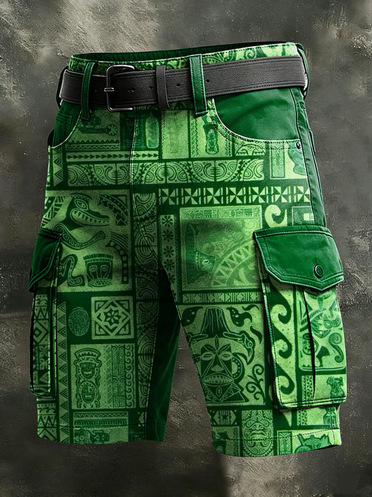 Men's Retro Vacation Business Art Print Casual Shorts