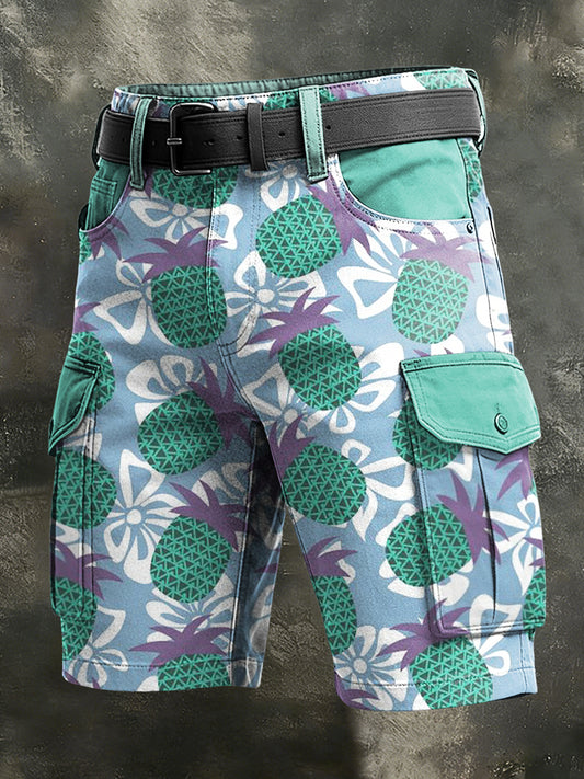 Men's Retro Vacation Business Art Print Casual Shorts