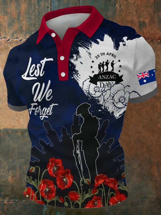 Men's Australia Anzac Day Lest We Forget Short Sleeve Top