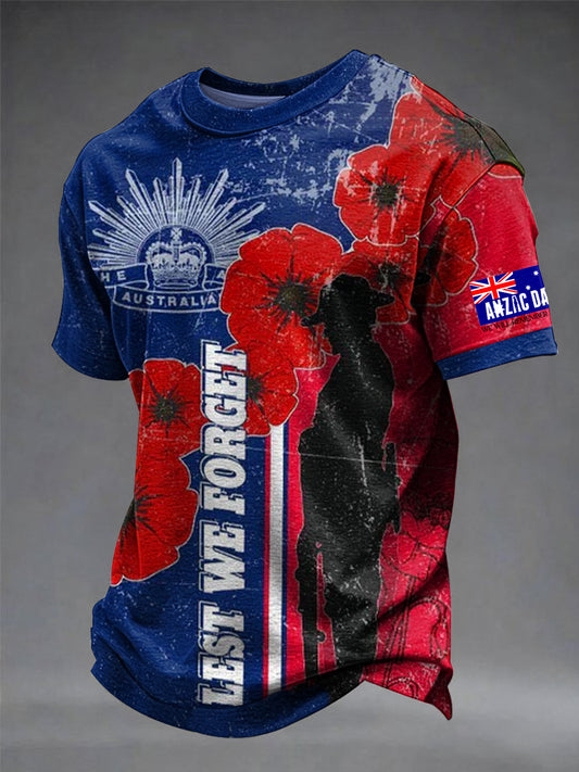 Men's Australia Anzac Day Lest We Forget Short Sleeve T-shirt