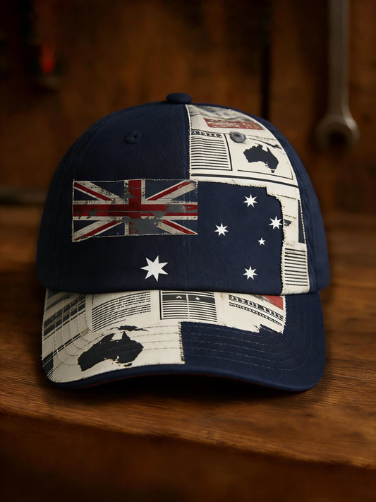 Retro Australian Flag Badge Casual Washed Cap