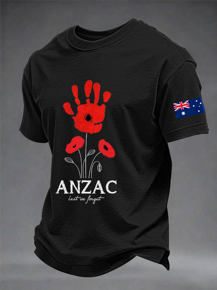 Men's Australia Anzac Day Lest We Forget Short Sleeve  T-shirt