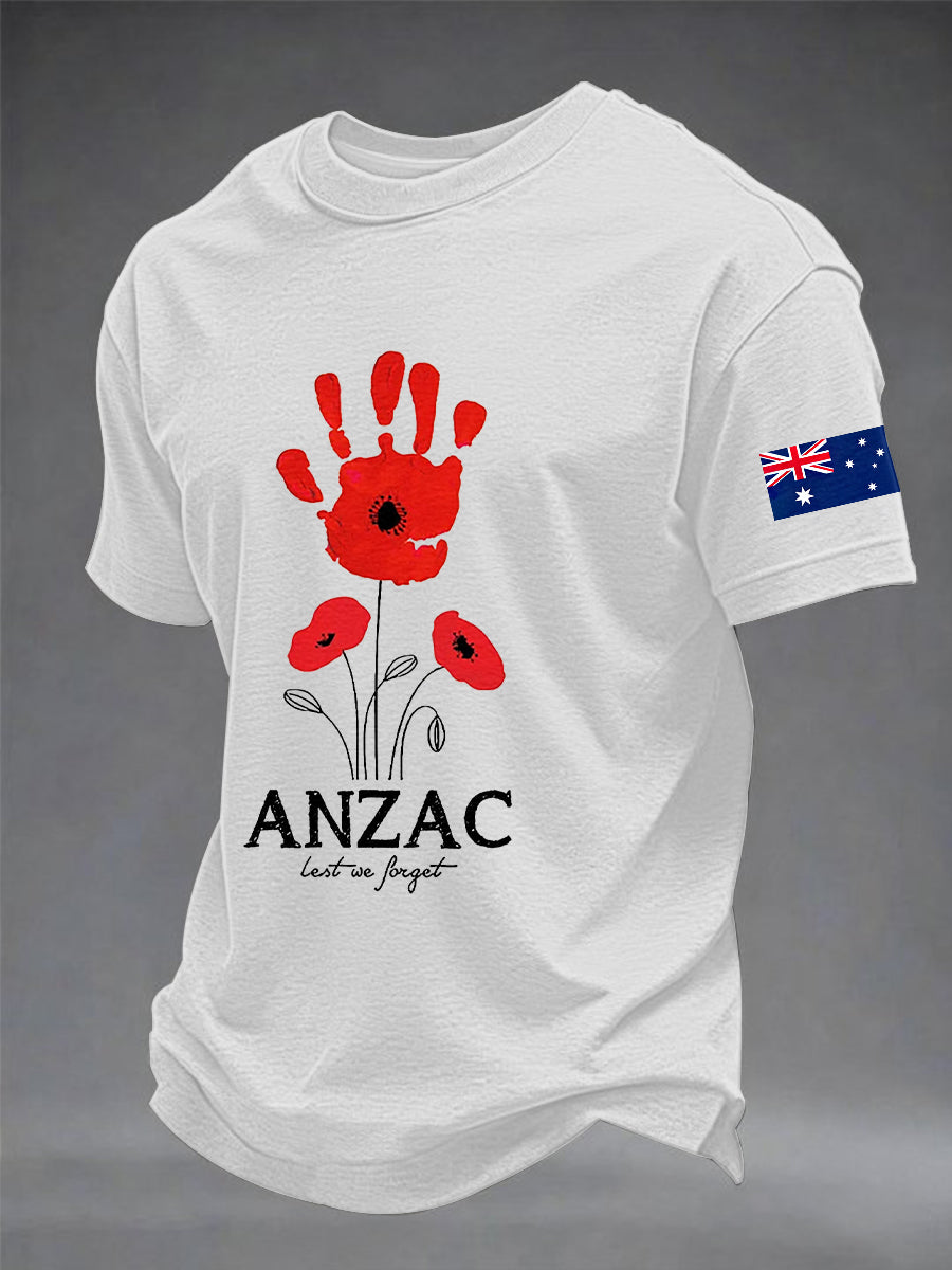 Men's Australia Anzac Day Lest We Forget Short Sleeve  T-shirt