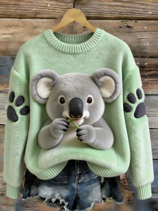 Women's Retro Australian Flag Badge  Casual  Long-Sleeve Sweater