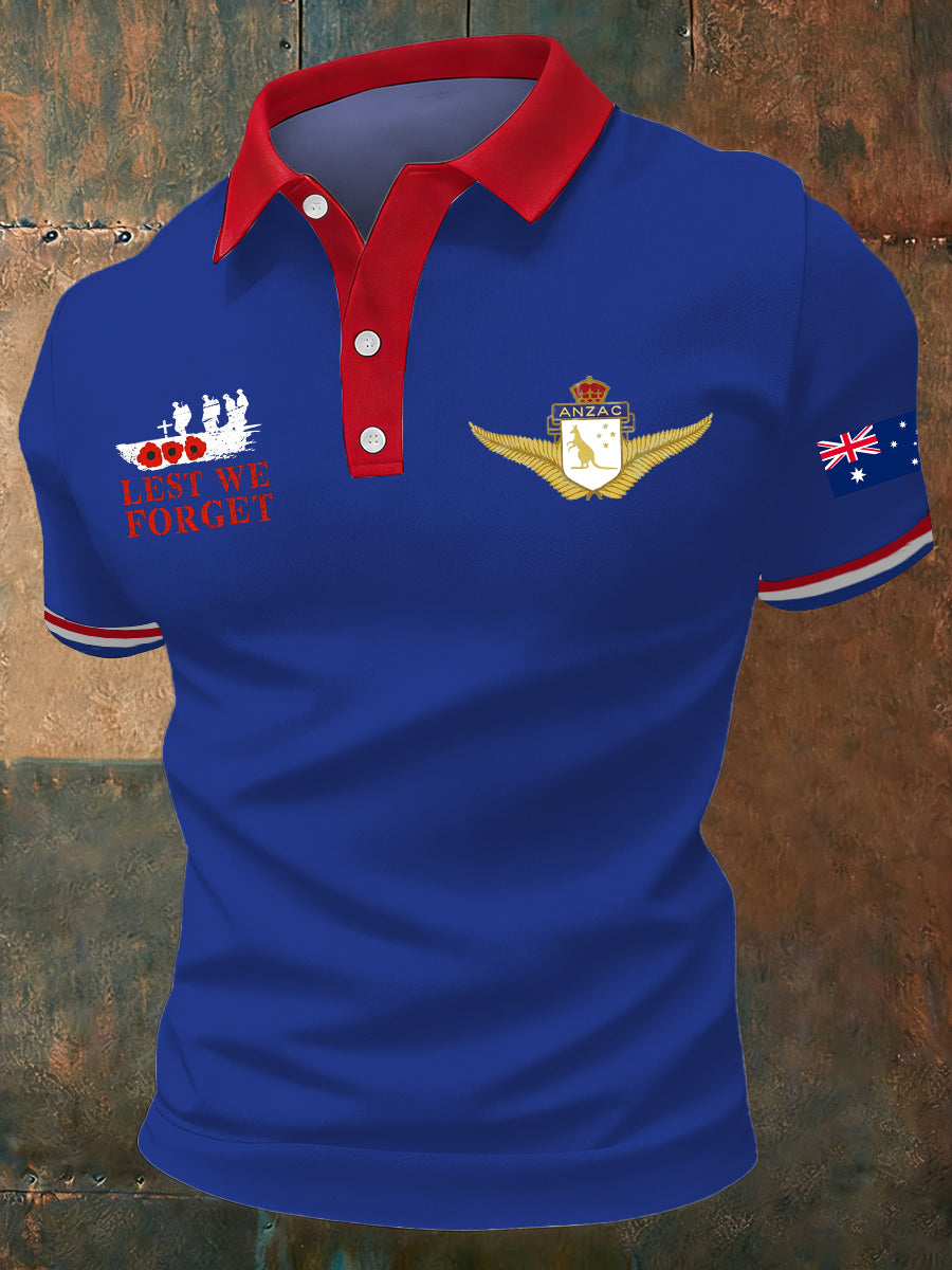 Men's Australia Anzac Day Lest We Forget Short Sleeve Top