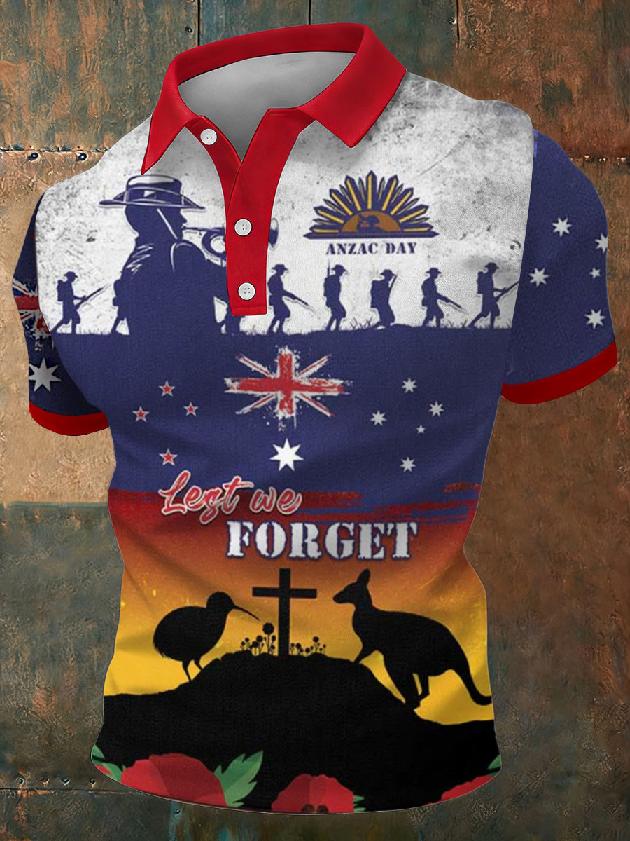Men's Australia Anzac Day Lest We Forget Short Sleeve Top