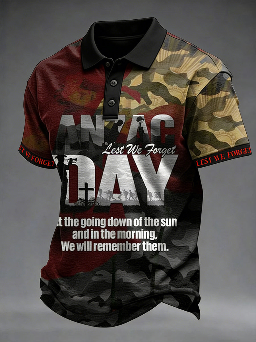 Men's Australia Anzac Day Lest We Forget Short Sleeve Top