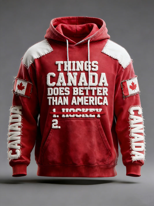 Retro Canadian Hockey Fan Casual Hoodie