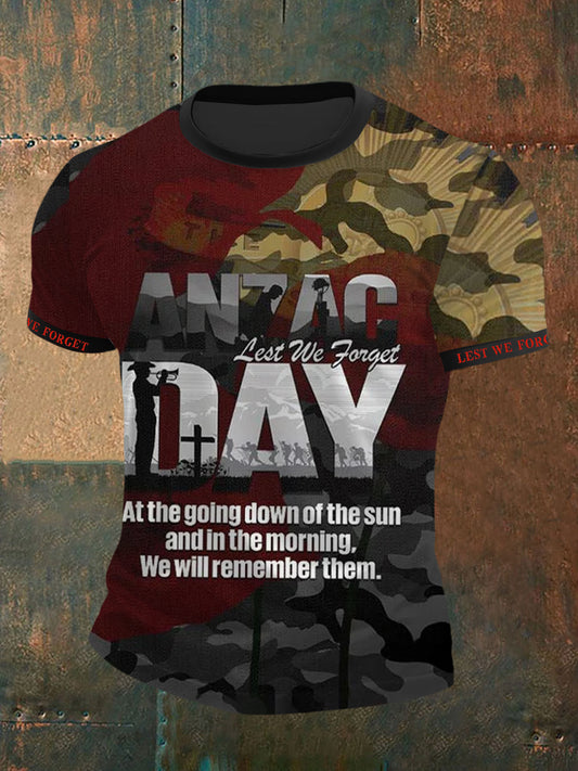 Men's Australia Anzac Day Lest We Forget Short Sleeve T-shirt