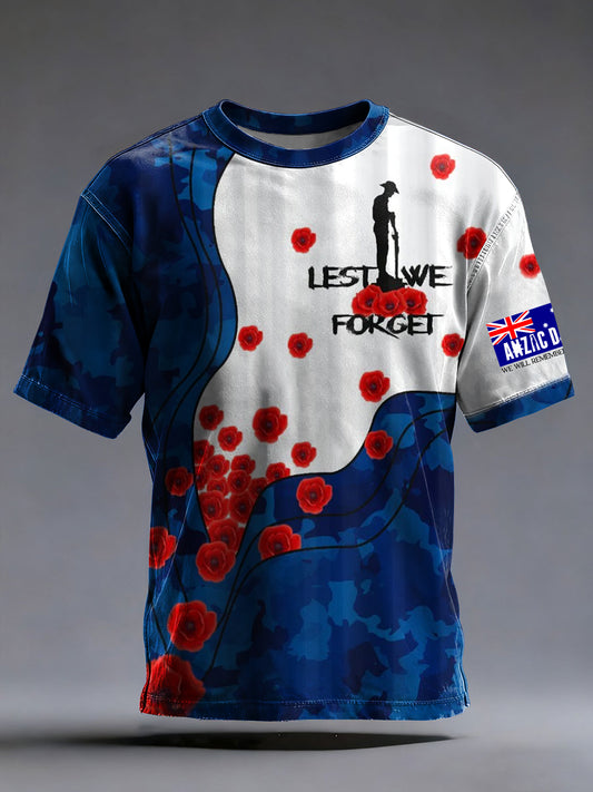 Men's Australia Anzac Day Lest We Forget Short Sleeve T-shirt