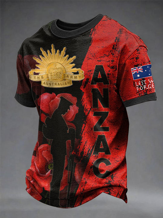 Men's Australia Anzac Day Lest We Forget Short Sleeve T-shirt