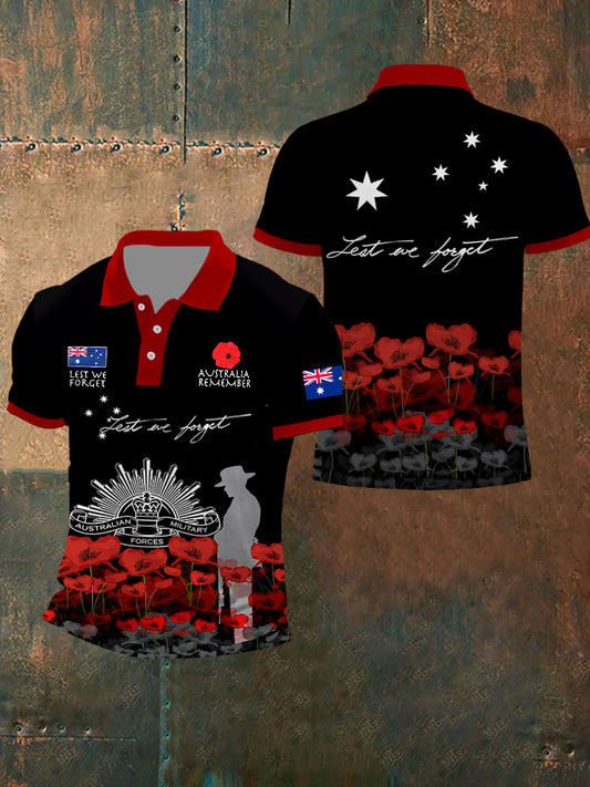 Men's Australia Anzac Day Lest We Forget Short Sleeve Top