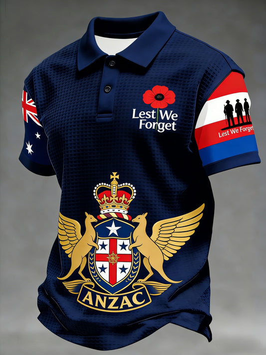 Men's  Australia Anzac Day Lest We Forget  Short-Sleeve Waffle T-Shirt