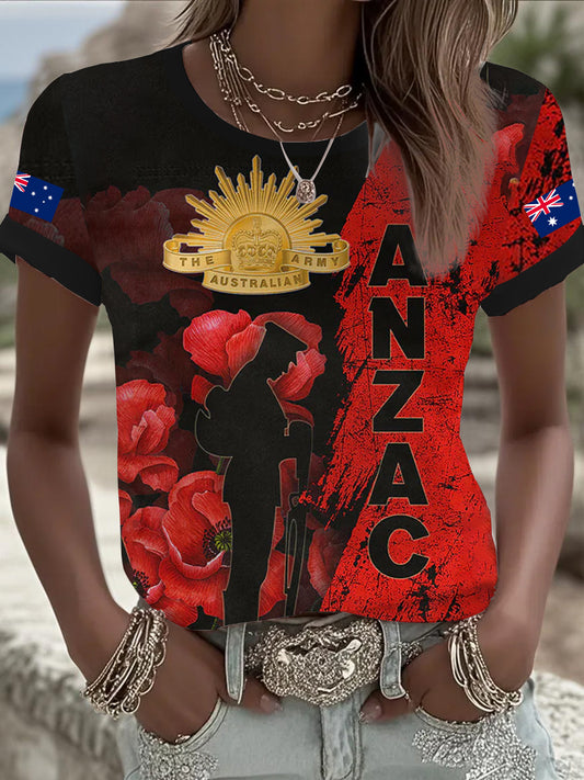 Women's Australia Anzac Day Lest We Forget Short Sleeve T-shirt