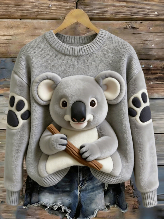 Women's Vintage Aussie Cute  Koala Casual Comfortable Long-Sleeve Sweatshirt