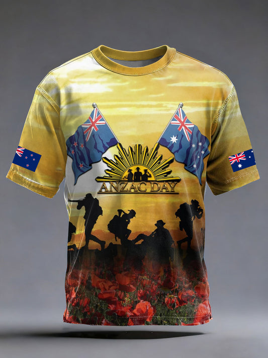 Men's Australia Anzac Day Lest We Forget Short Sleeve T-shirt
