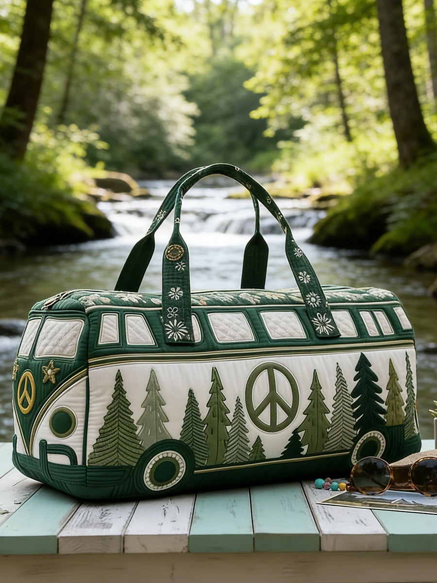 Hippie Art Printed Quilted Travel Bag