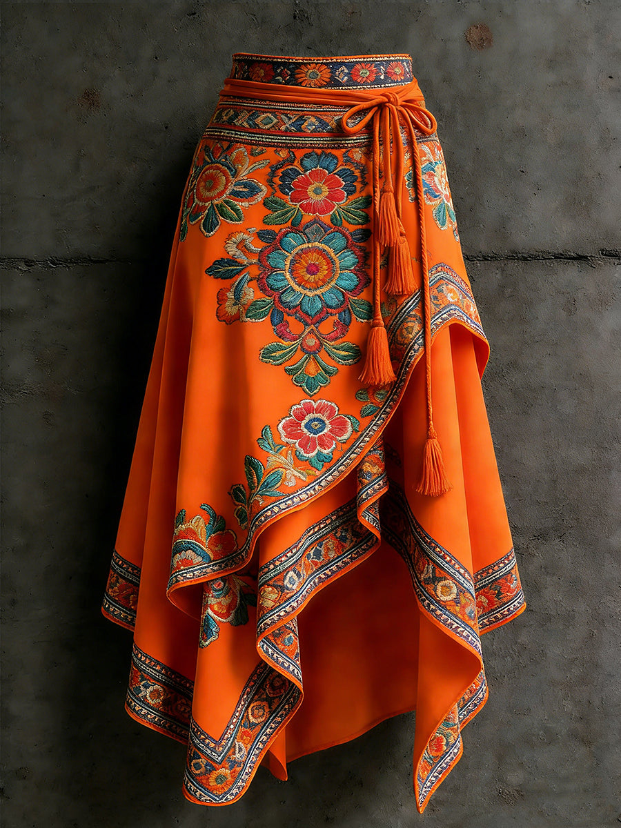 Women's Bohemia Art Printed Irregular Skirt