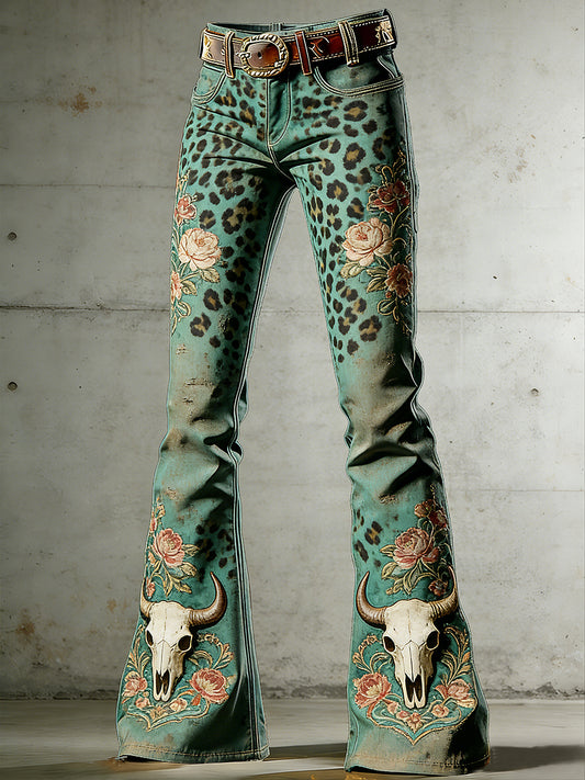 Women's West Art Print Flared Trousers