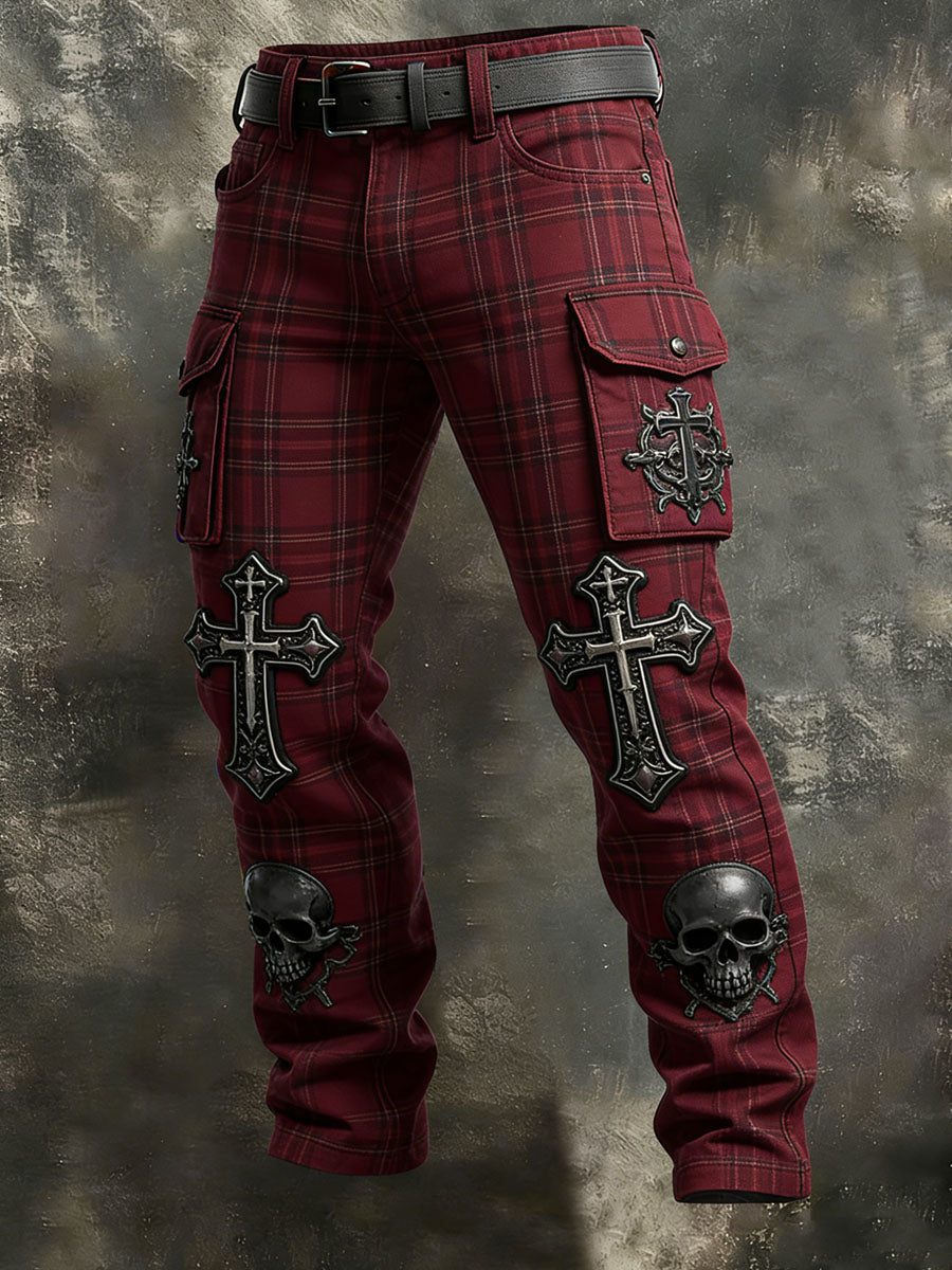 Men's Retro Vacation Business Art Print Casual Workwear Trousers