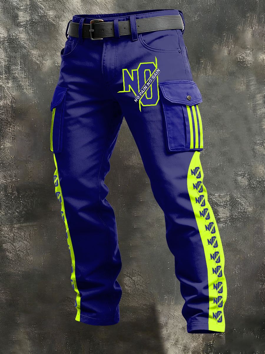 Men's Retro Vacation Business Art Print Casual Workwear Trousers