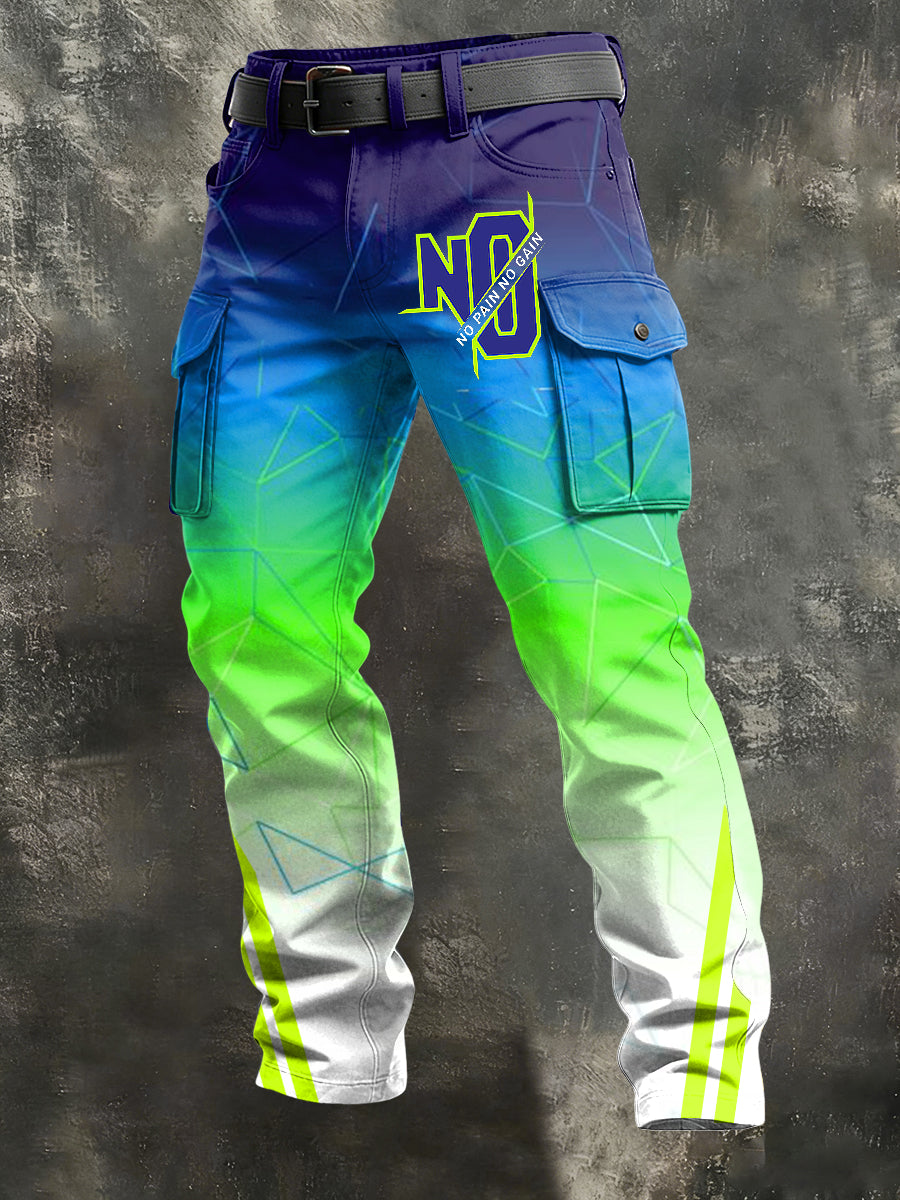 Men's Retro Vacation Business Art Print Casual Workwear Trousers