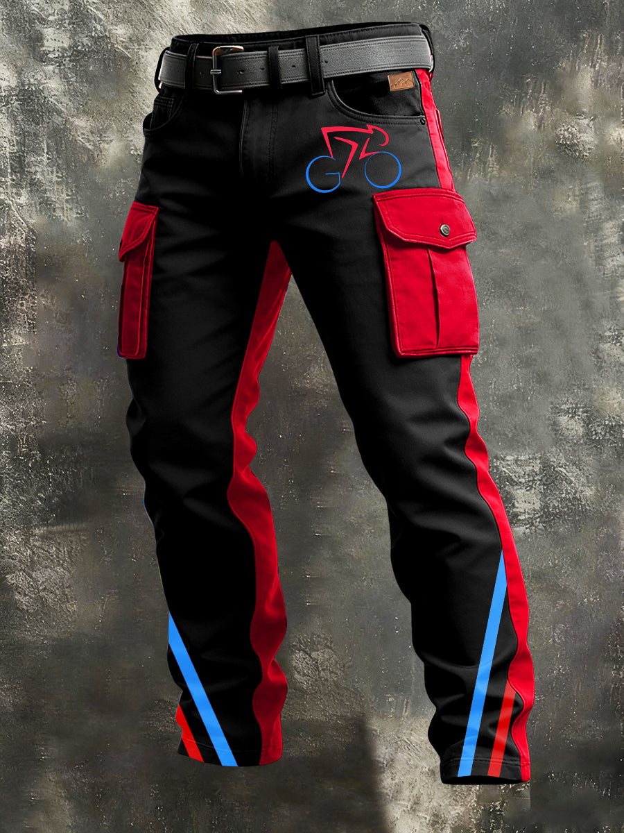 Men's Retro Vacation Business Art Print Casual Workwear Trousers