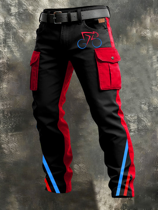 Men's Retro Vacation Business Art Print Casual Workwear Trousers