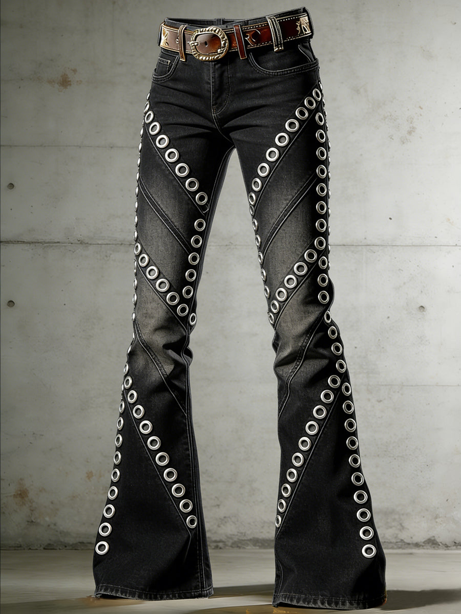 Women's Art Print Flared Trousers