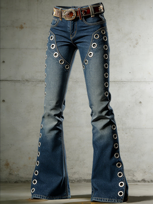 Women's Art Print Flared Trousers