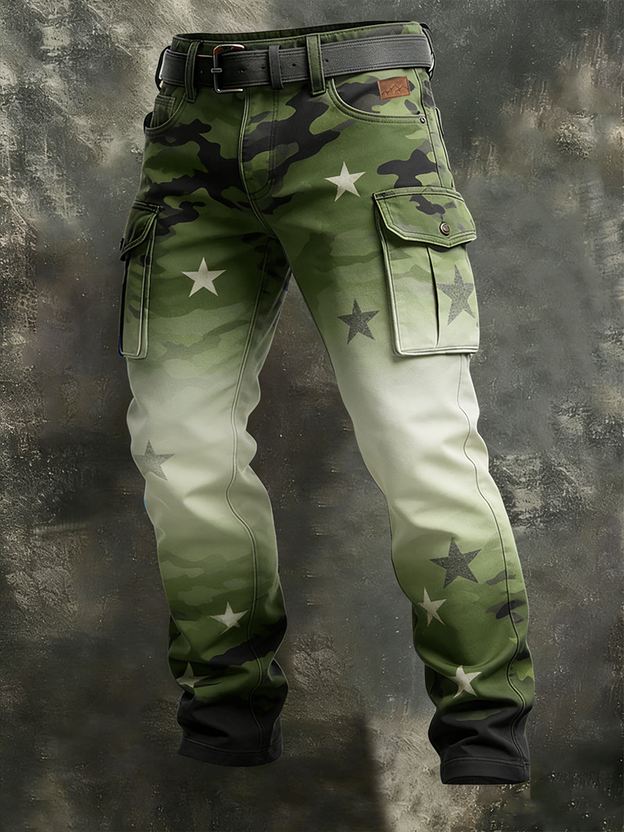 Men's Retro Vacation Business Art Print Casual Workwear Trousers