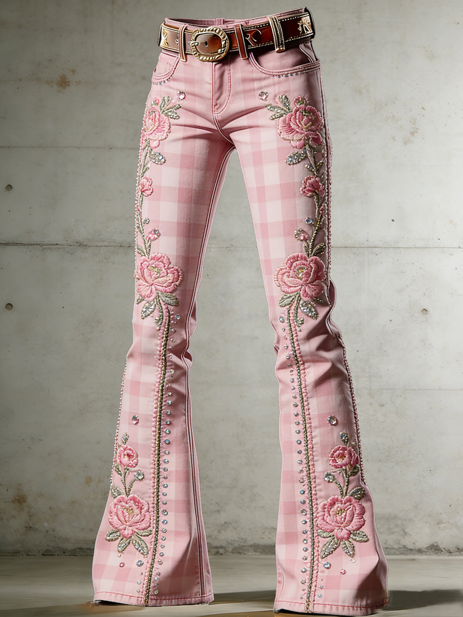 Women's Art Print Flared Trousers
