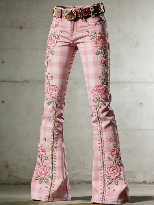 Women's Art Print Flared Trousers