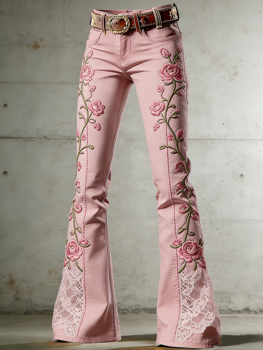 Women's Art Print Flared Trousers