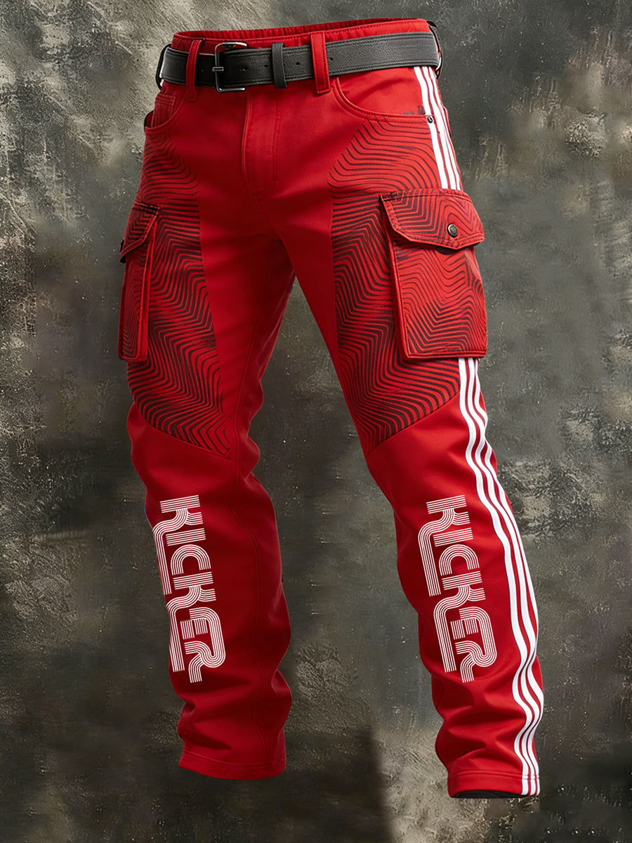 Men's Retro Vacation Business Sporty Style Art Print Casual Workwear Trousers