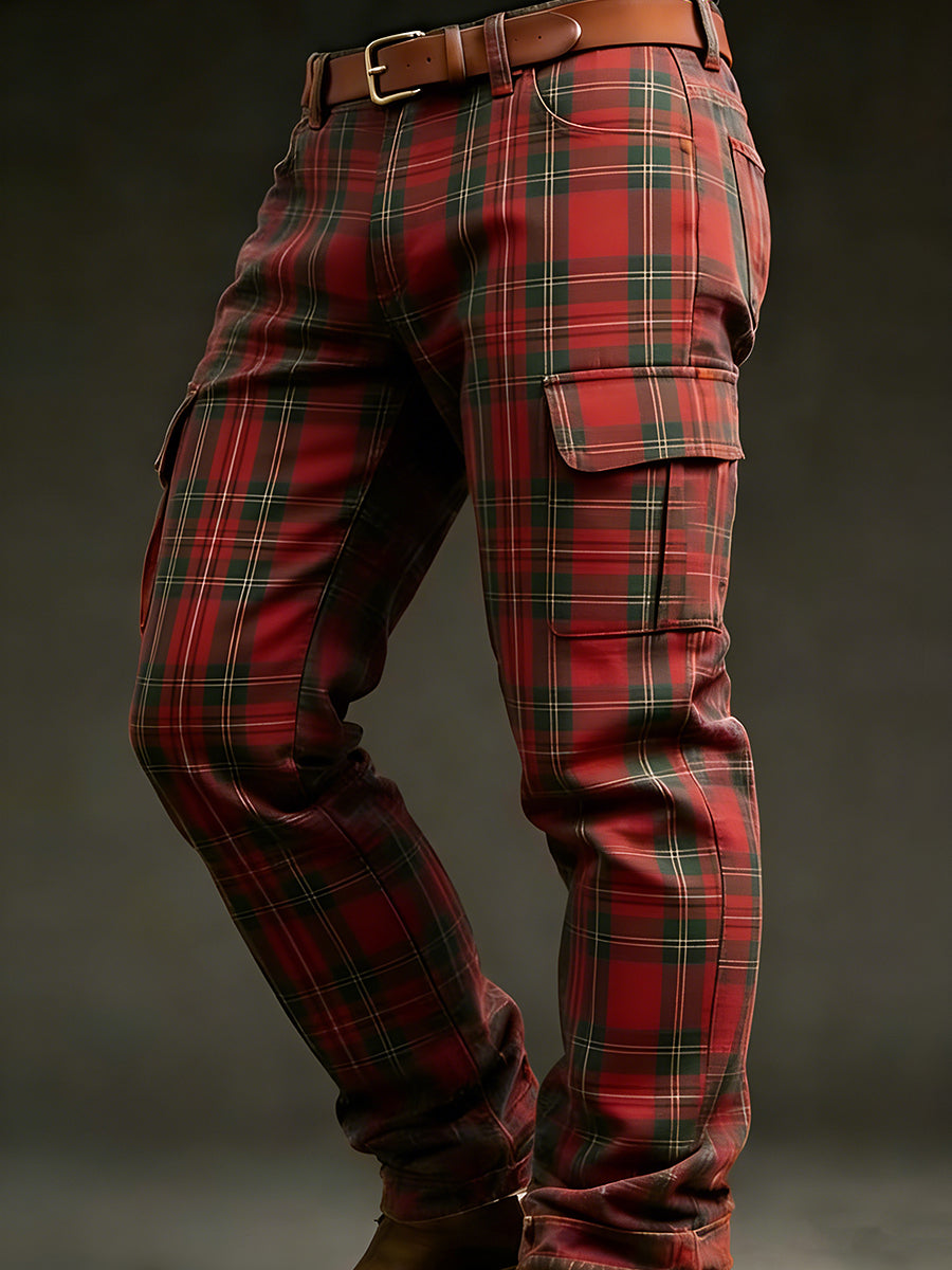 Men's Retro Vacation Business Art Print Casual Workwear Trousers
