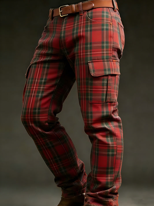 Men's Retro Vacation Business Art Print Casual Workwear Trousers