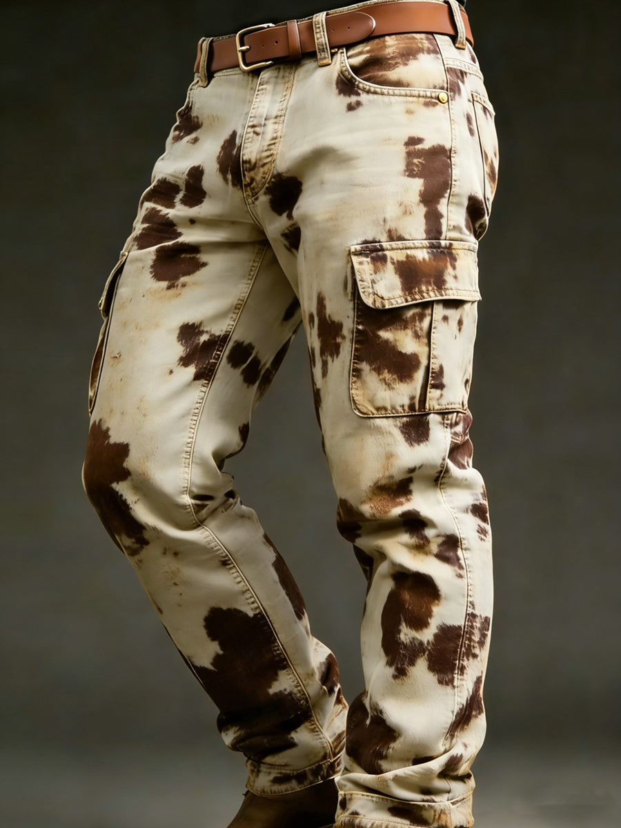 Men's Retro Vacation Business Art Print Casual Workwear Trousers