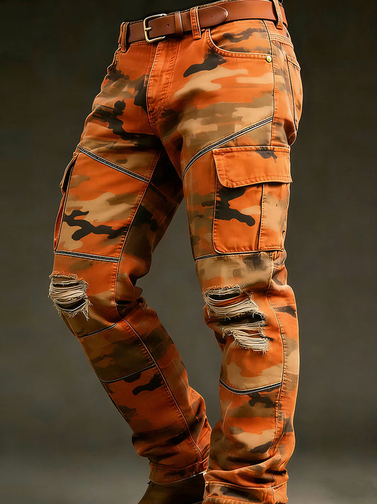 Men's Retro Vacation Business Art Print Casual Workwear Trousers