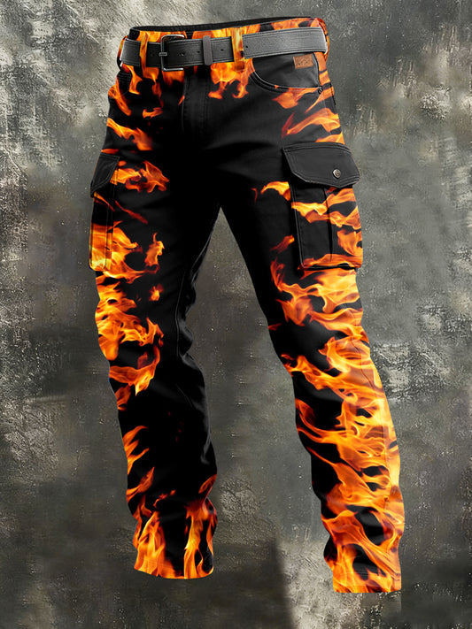 Men's Retro Vacation Business Art Print Casual Workwear Trousers