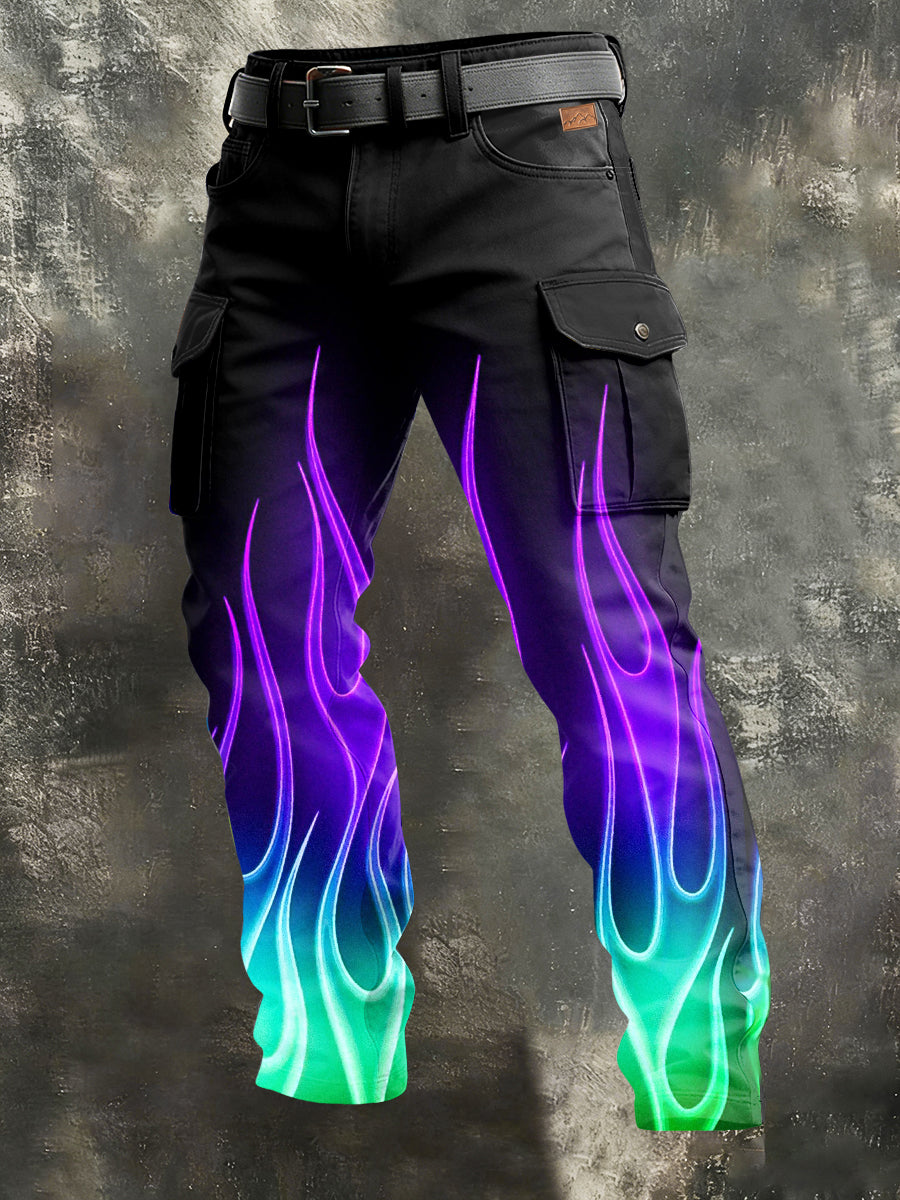 Men's Retro Vacation Business Art Print Casual Workwear Trousers