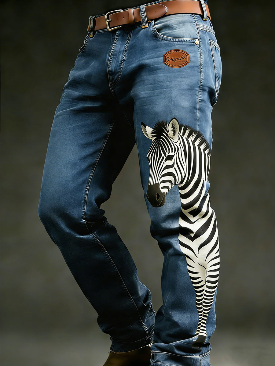 Men's Retro Vacation Business Animal Art Print Casual Workwear Trousers