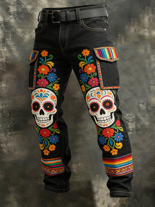 Men's Retro Vacation Business Art Print Casual Workwear Trousers