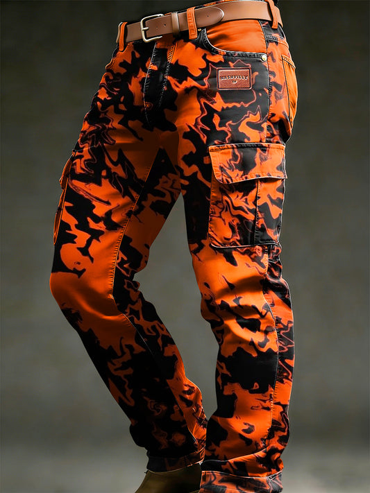 Men's Retro Vacation Business Camouflage Art Print Casual Workwear Trousers